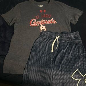 Boys YXL Under Armour St. Louis Cardinals shirt and shorts